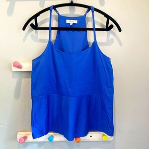 Madewell Colbalt Blue Adjustable Strap Halter Peplum Tank